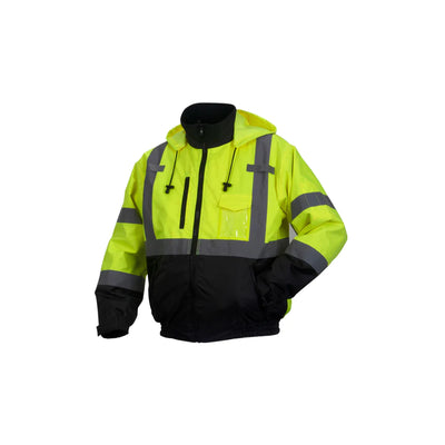 Pyramex RJ31H Heated Hi-Viz Lime Bomber Jacket w/Zip Out Fleece