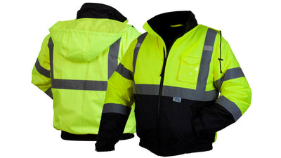 Pyramex RJ32T Tall Hi-Viz Lime Waterproof Bomber Jacket w/Quilted Liner