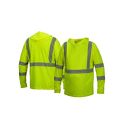 Pyramex-Long Sleeve Pullover Hood ANSI Rated - Hi-Viz Lime Moisture-Wicking W/Hood