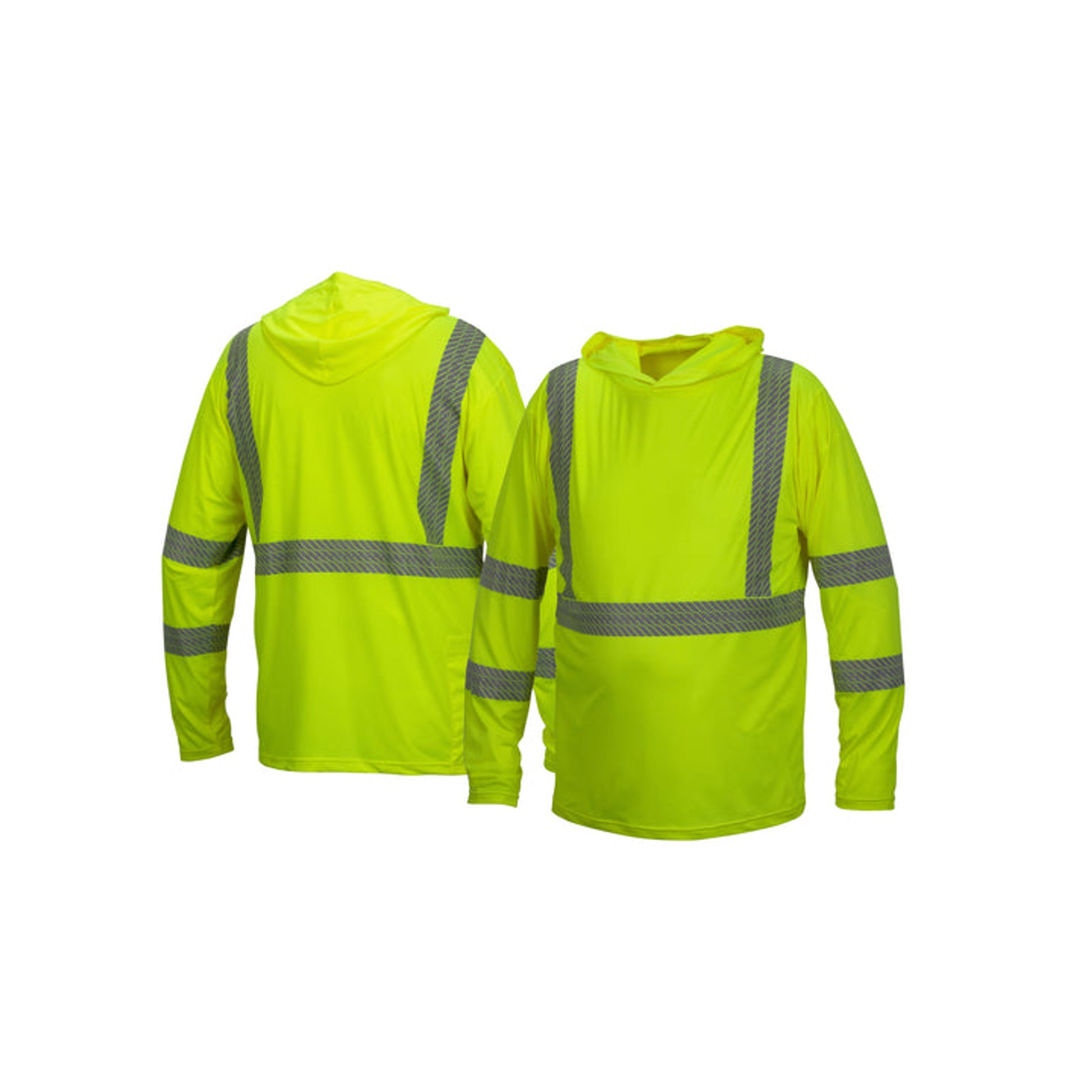 Pyramex-Long Sleeve Pullover Hood ANSI Rated - Hi-Viz Lime Moisture-Wicking W/Hood