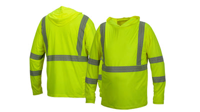 Pyramex RLPH1 Long Sleeve ANSI Hi-Viz Lime Moisturewicking Pullover Hoodie