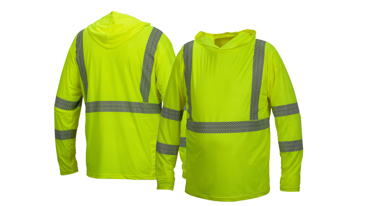 Pyramex-Long Sleeve Pullover Hood ANSI Rated - Hi-Viz Lime Moisture-Wicking W/Hood