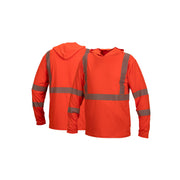 Pyramex-Long Sleeve Pullover Hood ANSI Rated - Hi-Viz Orange Moisture-Wicking W/Hood