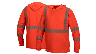 Pyramex RLPH1 Long Sleeve ANSI Hi-Viz Orange Moisturewicking Pullover Hoodie