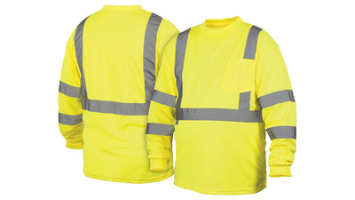 Pyramex RLTS31 Hi-Viz Lime Long Sleeve Lightweight Polyester Moisture Wicking T-Shirt