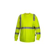 Pyramex-Long Sleeve T-Shirt Hi-Viz Lime Broken Reflective Tape - Hi-Viz Lightweight Polyester Moisture Wicking