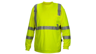 Pyramex RLTS33 Long Sleeve - Hi-Viz Lime Flexible Reflective Tape T-Shirt