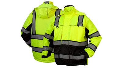 Pyramex RPB36 Class 3 Multi Layer Hi-Viz Lime Parka