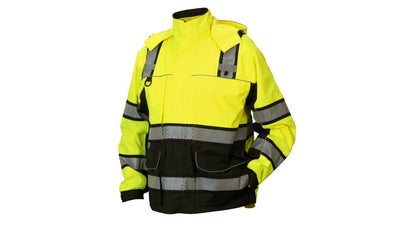 Pyramex RPB38 Class 3 Waterproof Parka w/ Removable Fleece Inner Jacket Hi-Viz Lime