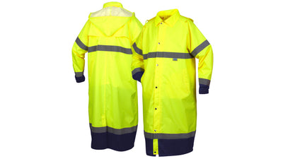 Pyramex RRWC31 Breathable Polyester with Polyurethane Coating Hi-Viz Lime 48" Raincoat