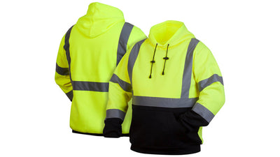 Pyramex RSSH32T Hi-Viz Lime Tall Black Bottom w/2" Reflective Stripe Sweatshirt