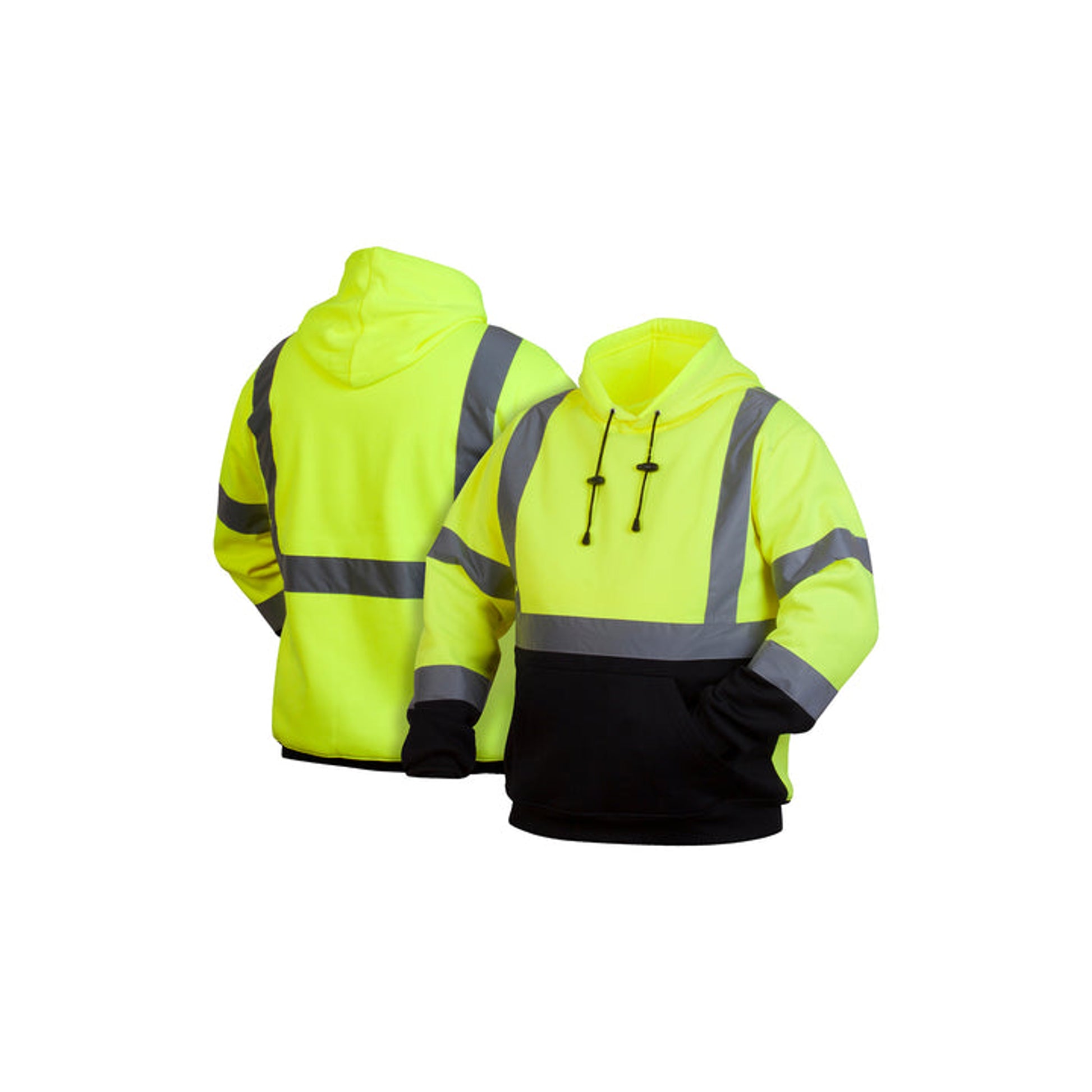 Pyramex - Winter Wear - Hi-Viz Lime Pullover Sweatshirt W/Black Bottom & 2" Reflective Striping