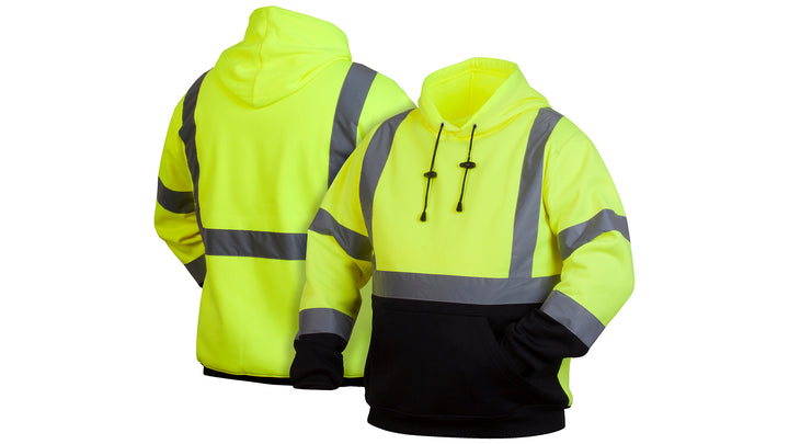 Pyramex - Winter Wear - Hi-Viz Lime Pullover Sweatshirt W/Black Bottom & 2" Reflective Striping