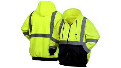 Pyramex RSZH32 Hi-Viz Lime Zipper With Black Bottom Sweatshirt