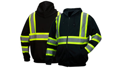 Pyramex RSZH34 Zipper Black w/2" Reflective Stripe Sweatshirt