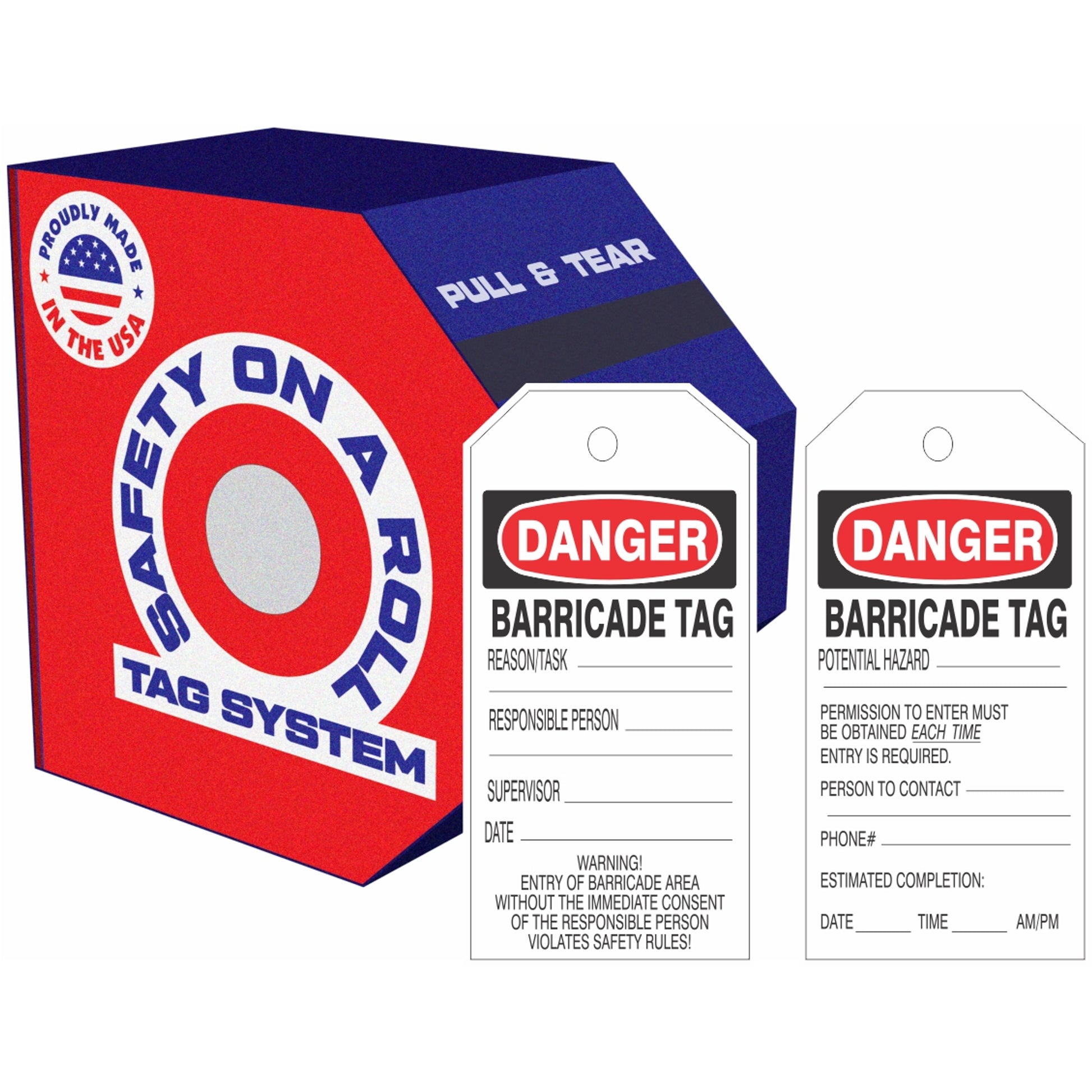 DANGER BARRICADE TAGS - DANGER BARRICADE TAGS, 6X3, Synthetic Roll 100