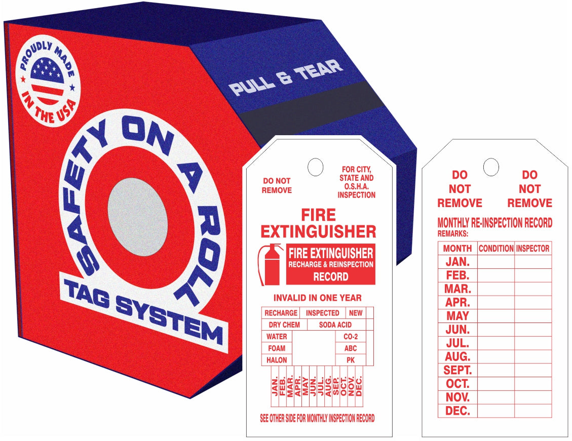 FIRE EXTINGUISHER TAGS - FIRE EXTINGUISHER TAGS, 6X3, Synthetic Roll 100