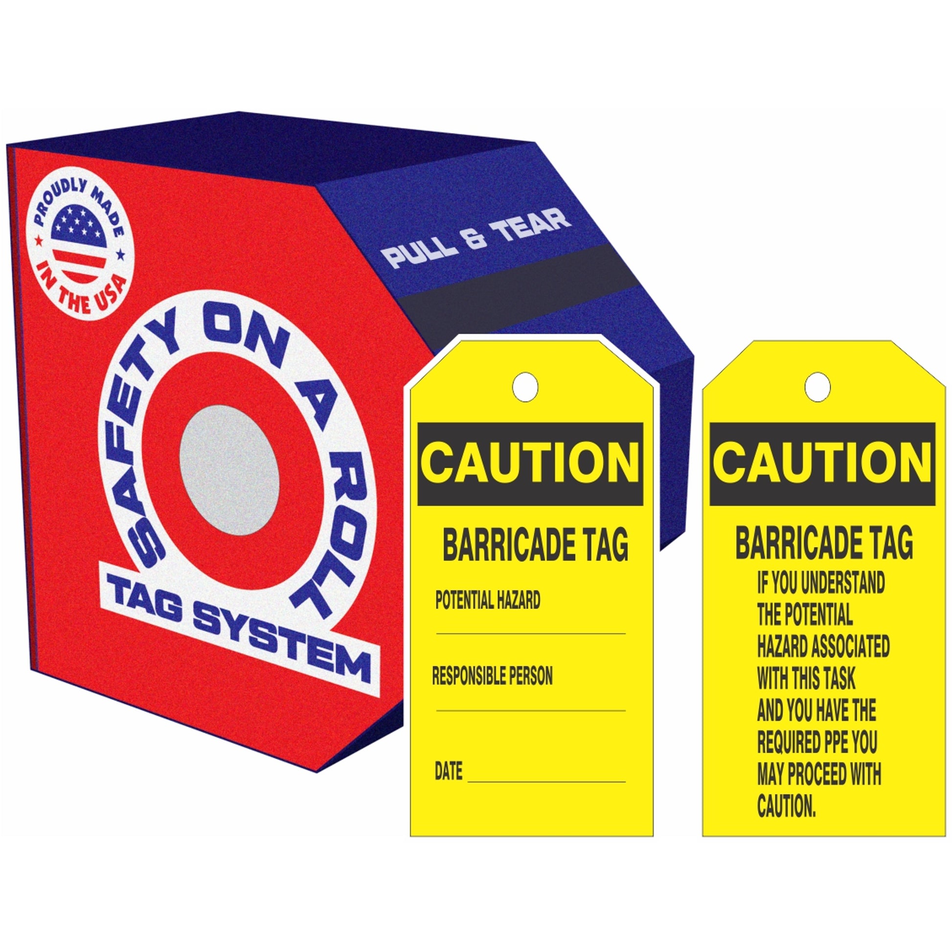 CAUTION BARRICADE TAG POTENTIAL HAZARD TAG - CAUTION BARRICADE TAG POTENTIAL HAZARD TAG, 6X3, Synthetic Roll 100