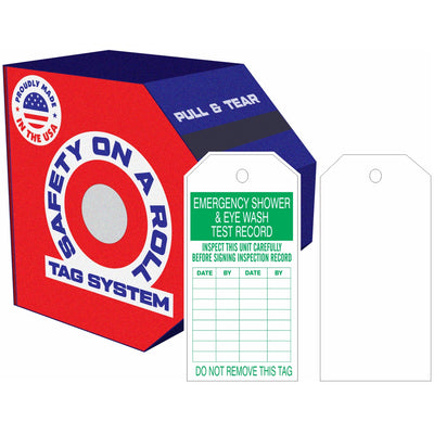 EMERGENCY SHOWER & EYE WASH TAGS - EMERGENCY SHOWER & EYE WASH TAGS, 6X3, Synthetic Roll 250