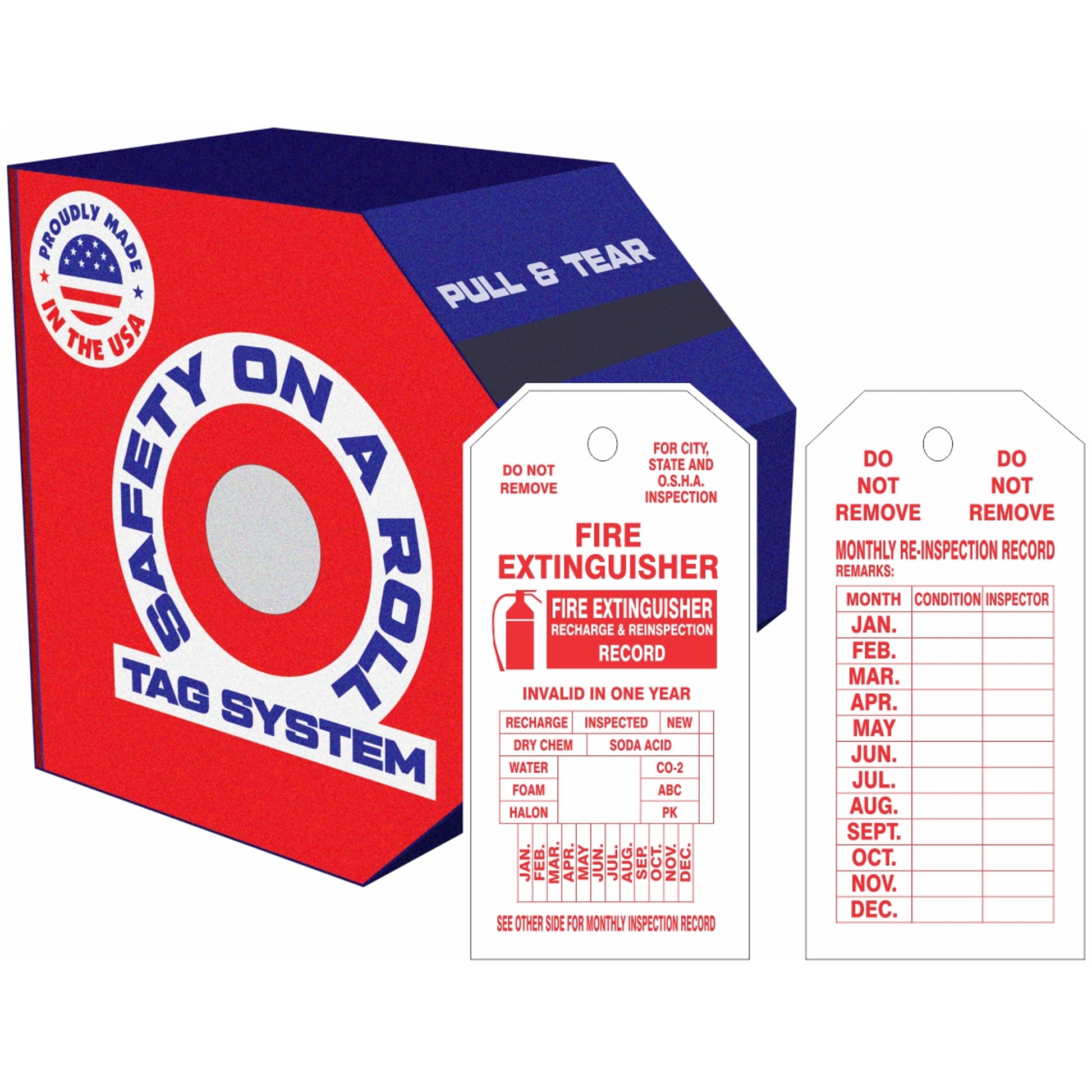 FIRE EXTINGUISHER TAGS - FIRE EXTINGUISHER TAGS, 6X3, Synthetic Roll 250
