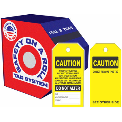 CAUTION SCAFFOLD TAGS - CAUTION SCAFFOLD TAGS, 6X3, Synthetic Roll 250