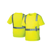 Pyramex - T-Shirt - Hi-Viz Lime T-Shirt Lightweight Polyester Moisture Wicking W/ 2" Reflective Striping