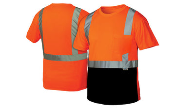 Pyramex RTS21B Hi-Viz Orange Lightweight Polyester Moisture Wicking Material With Black Bottom T-Shirt