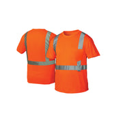Pyramex - T-Shirt - Hi-Viz Orange T-Shirt Lightweight Polyester Moisture Wicking W/ 2" Reflective Striping