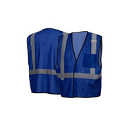 Pyramex- R Blue Vest W/Reflect 2'' Reflective Stripe & Hook And Loop Front Closure - Dual Sized