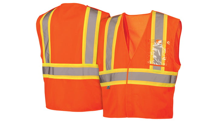 Pyramex - Vest - Hi-Viz Orange W/5 Point Break Breakaway Vest W/ 2" Reflective Striping W/Contrast Trim