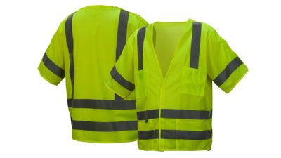 Pyramex RVHL3110BR Class 3 Breakaway Hi-Viz Lime Mesh Vest