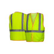 Pyramex-Class 2 Contrast Breakaway Vest - Hi-Viz Lime 2'' Reflective Stripe & Zipper Front Closure