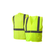 Pyramex - Vest - Lime - Hook & Loop Mesh Vest W/ 2" Reflective Striping & Hook & Loop Front Closure