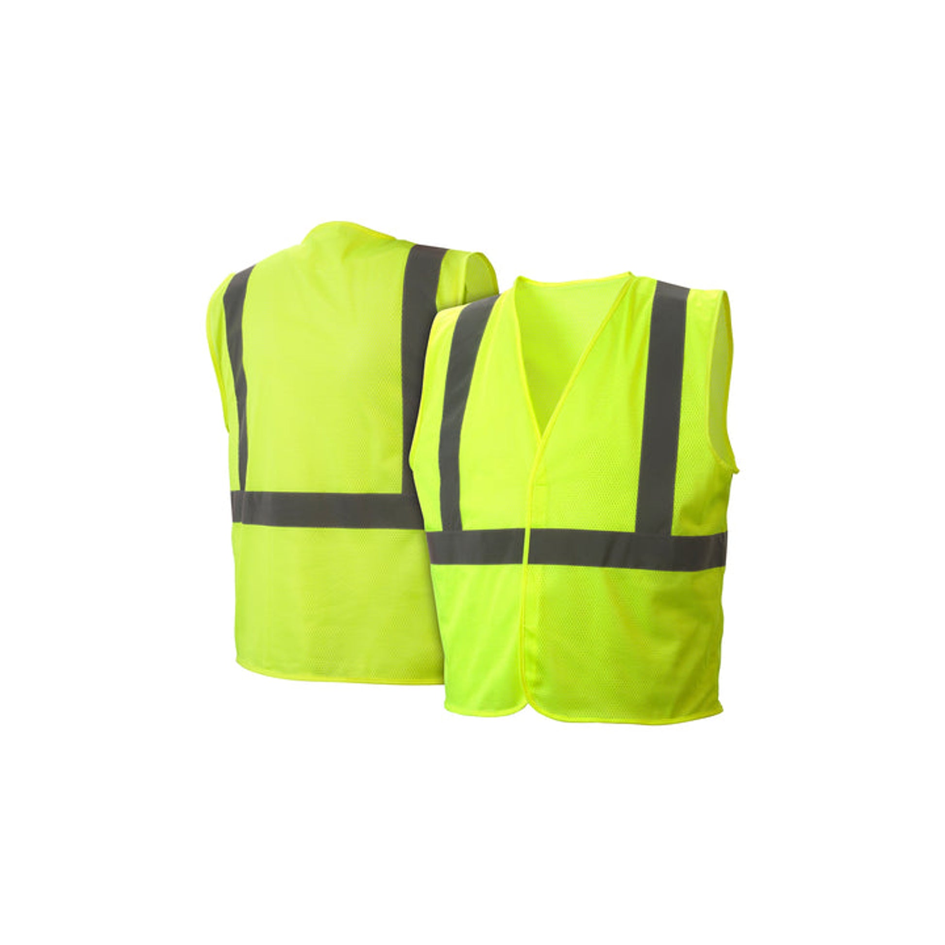 Pyramex - Vest - Lime - Hook & Loop Mesh Vest W/ 2" Reflective Striping & Hook & Loop Front Closure