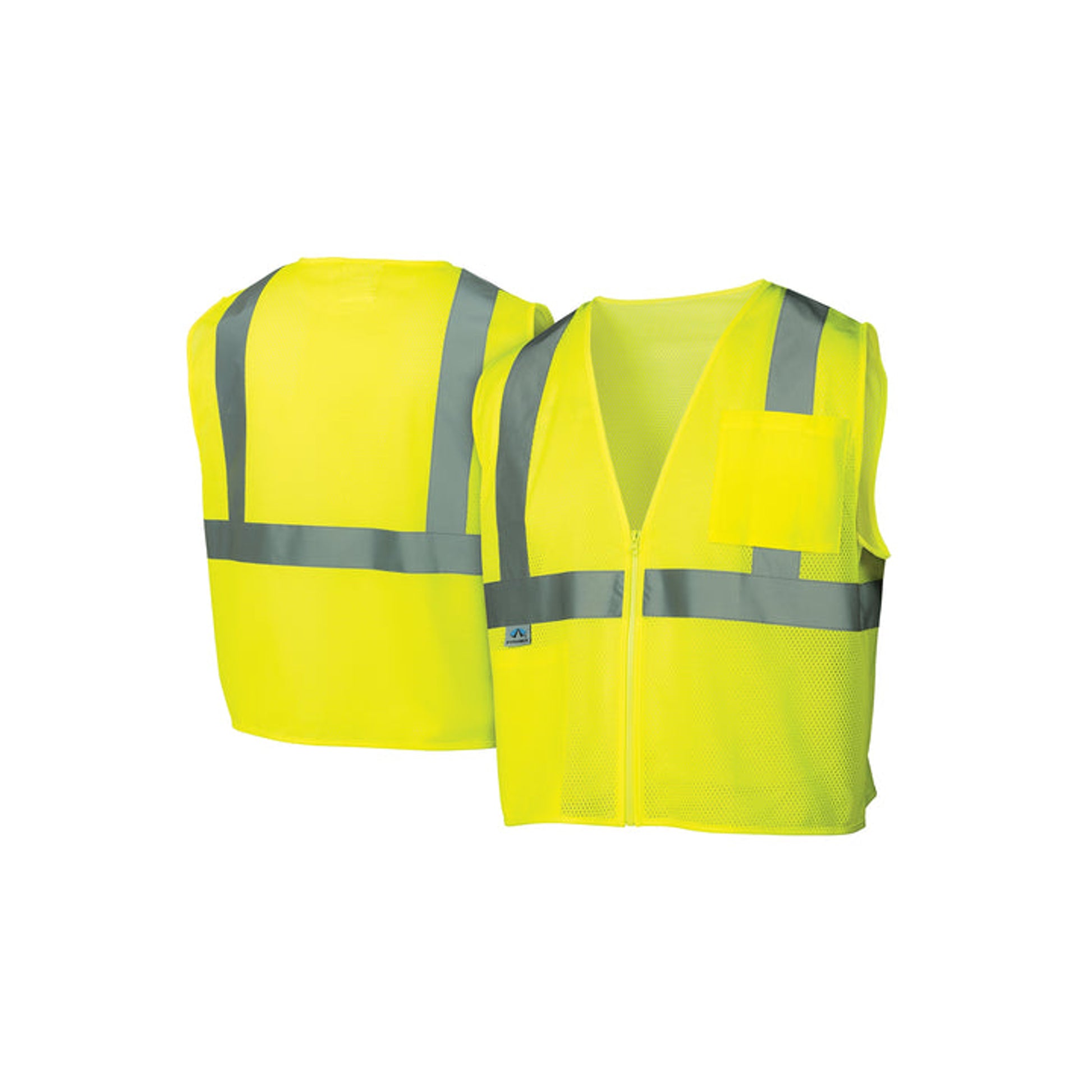 Pyramex - Vest - Hi-Viz Lime 2" Reflective Striping & Zipper Front Closure