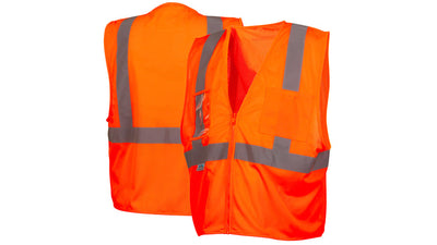 Pyramex RVZ21CP Class 2 Economy With Clear Pocket Hi-Viz Orange Vest