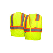 Pyramex - Vest - Hi-Viz Lime - Self-Extinguishing 2" Reflective Striping W/Contrast Trim & Zipper Front Closure