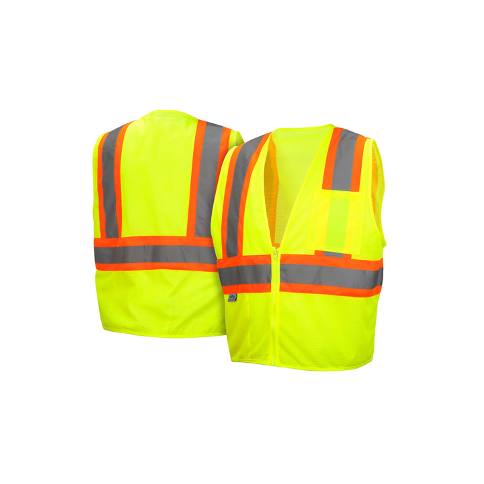 Pyramex - Vest - Hi-Viz Lime - Self-Extinguishing 2" Reflective Striping W/Contrast Trim & Zipper Front Closure