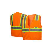 Pyramex - Vest - Hi-Viz Orange 2" Reflective Striping W/Contrast Trim & Zipper Front Closure