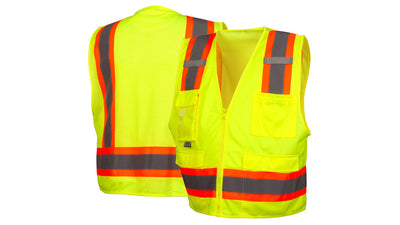 Pyramex RVZ24CP Class 2 Surveyor With Clear Pocket Hi-Viz Lime Surveyor's Vest