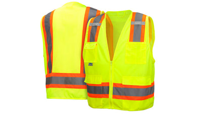 Pyramex RVZ24SE Hi-Viz Lime Self-Extinguishing Surveyor's Vest