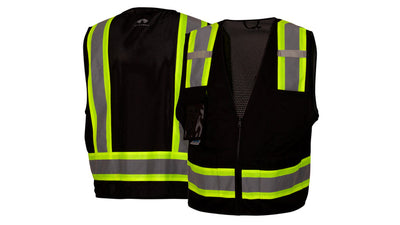 Pyramex RVZ24CP Class 1 Survey W/Clear Pocket - Black Surveyor's Vest