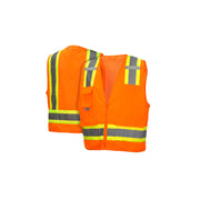 Pyramex - Surveyor Vest - Hi-Viz Orange 2" Reflective Striping W/Contrast Trim & Zipper Front Closure