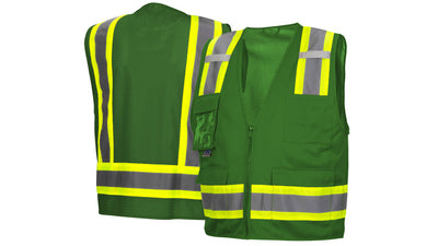 Pyramex RVZ24CP Survey W/Clear Pocket - Green Surveyor's Vest