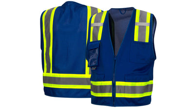 Pyramex RVZ24CP Survey W/Clear Pocket - Blue Surveyor's Vest