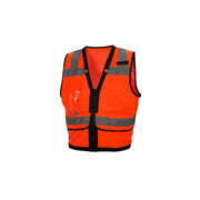 Pyramex - Vest - Hi-Viz Orange W/Black Trim 2" Reflective Striping W/Metal Grommet Collar & Zipper Front Closure