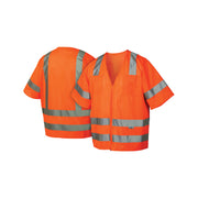 Pyramex - Vest - Hi-Viz Orange 2" Reflective Striping W/ Sleeves & Zipper Front Closure