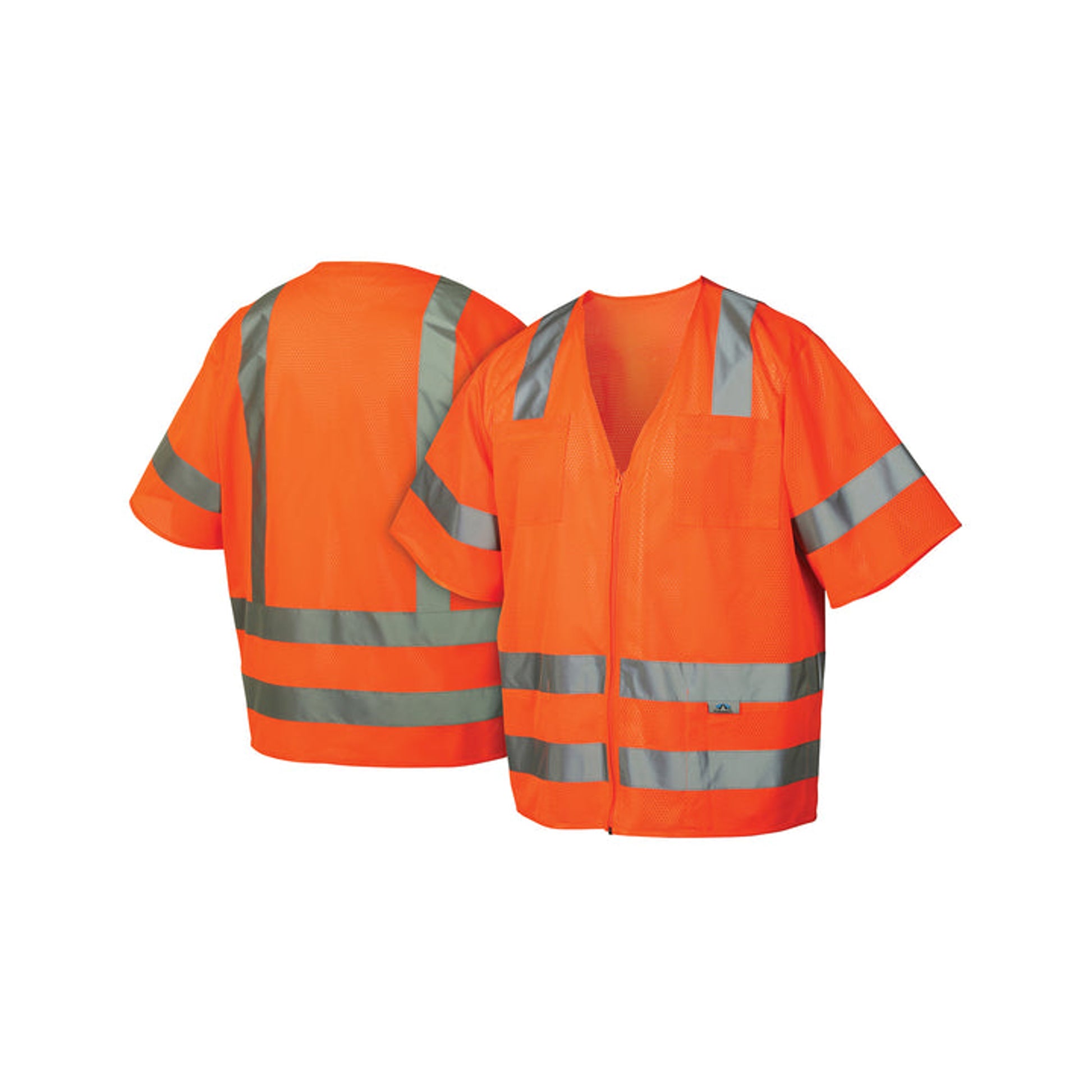 Pyramex - Vest - Hi-Viz Orange 2" Reflective Striping W/ Sleeves & Zipper Front Closure