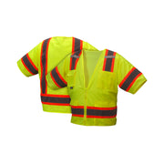 Pyramex - Vest - Hi-Viz Lime - Zipper Front Closure Class 3 W/2" Reflective Striping & 4" Contrast Trim