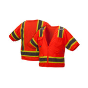 Pyramex - Vest - Hi-Viz Orange - Zipper Front Closure Class 3 W/2" Reflective Striping & 4" Contrast Trim